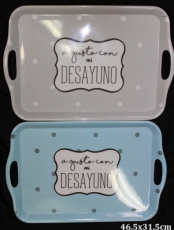 Bandeja Melanina Frase: A Gusto Con Mi Desayuno 45×32 Azul 1 und