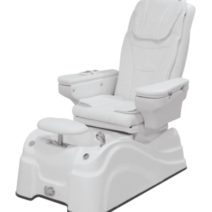 CALN: Sillón de pedicura tapizado en PU blanco, 2 motores. Capacidad: 13lts