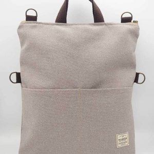 Bolso-mochila gris plata de tapicería reciclada