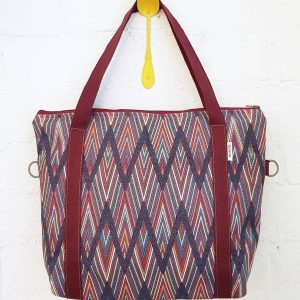Bolso reciclado de tela zig-zag multicolor