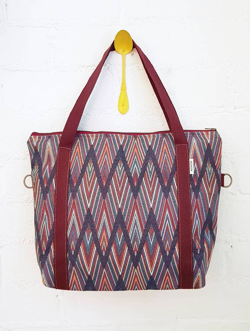 Bolso reciclado de tela zig-zag multicolor