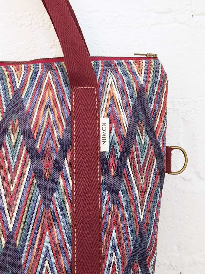 Bolso reciclado de tela zig-zag multicolor - Imagen 3