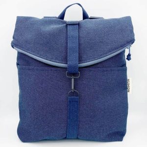 Mochila azul denim de tapicería reciclada