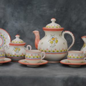 Juego de café flores ROSA. 6/Servicios.