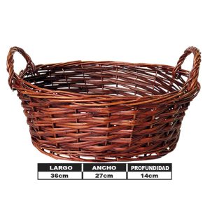CANASTA OVALADA MARRON C/ASAS P 36CM X 27CM X 14CM. 🇭🇰