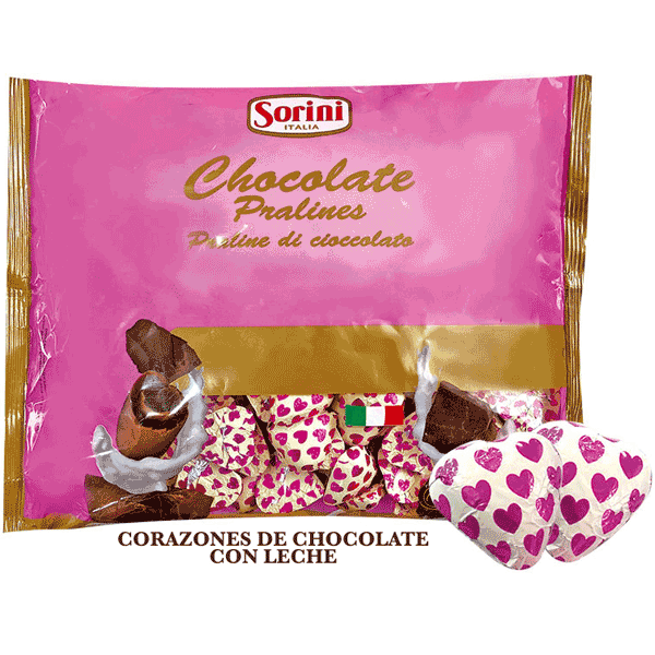 Corazones de Chocolate Fucsia Funda 1kg 🇮🇹