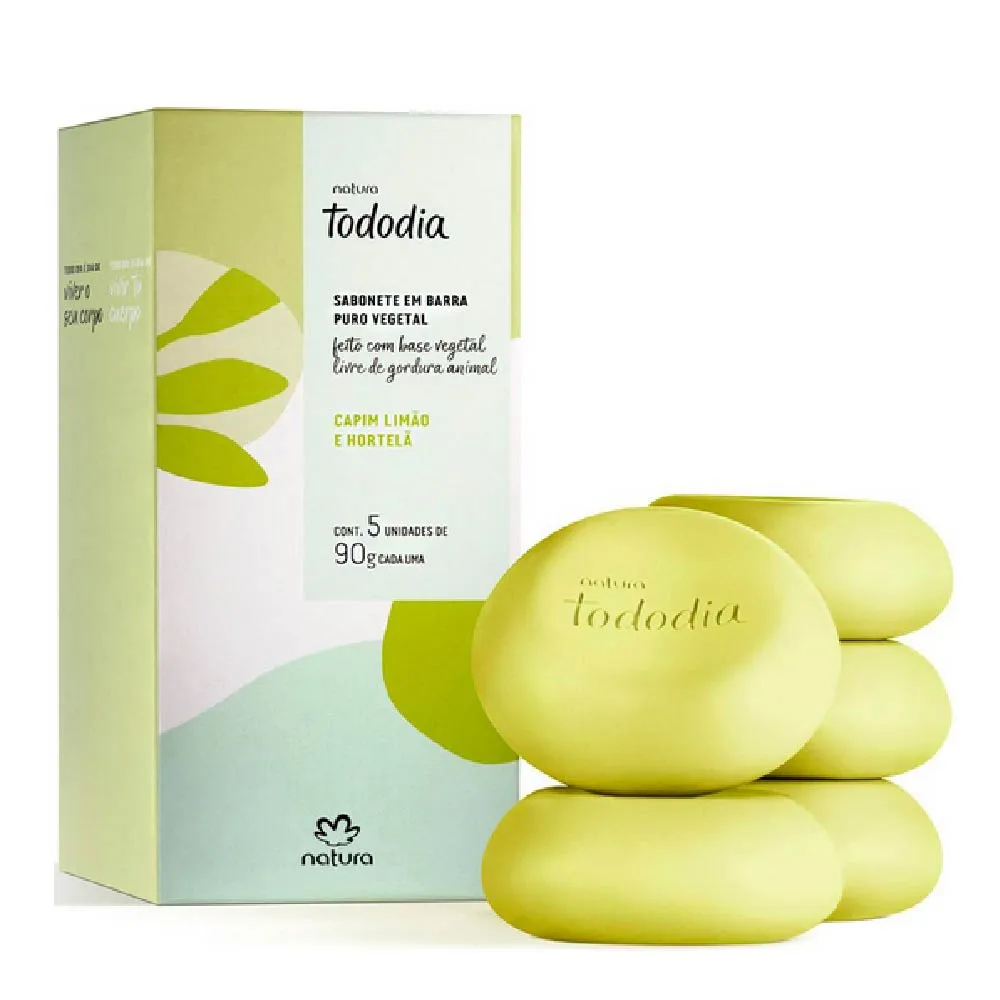 Jabones en barra Puro Vegetal Natura Tododia Hierba Limón y Menta  5 x 90g - Imagen 2
